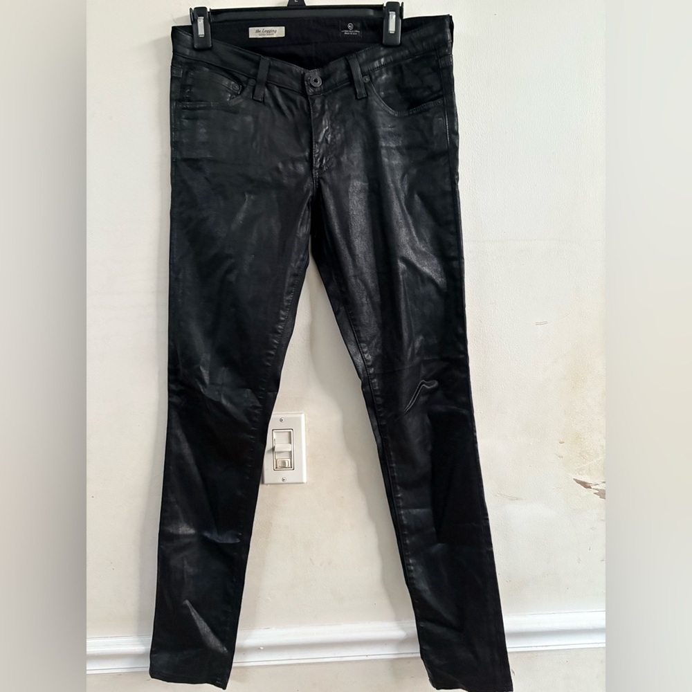 Adriano Goldschmied AG Black Leatherette The Legging Ankle Super Skinny 29x31R - Picture 3 of 5